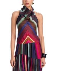 Christopher John Rogers - Louie Stripe Cowl Neck Halter Top - Lyst