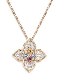 Roberto Coin - 18K Rose Venetian Princess Carnival Multi Gemstone & Diamond Flower Pendant Necklace, 16-17 - Lyst