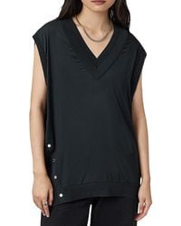 AllSaints - Bern Side Snap Top - Lyst