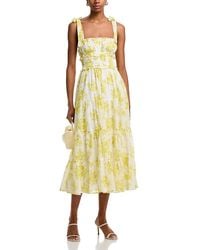 Aqua - Floral Tie Strap Midi Dress - Lyst