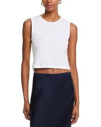Leset - Pointelle Sleeveless Crewneck Top - Lyst