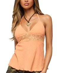 Edikted - Lacey Cotton Gauze Halter Top - Lyst