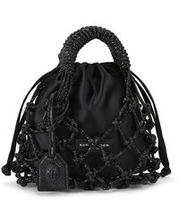 Kurt Geiger - Small Macrame Crystal Mini Bucket Bag - Lyst
