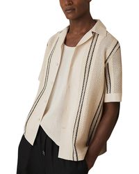 Reiss - Striped Crochet Short Sleeve Camp Shirt - Lyst