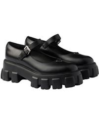 Prada - Brushed Leather Monolith Mary Janes - Lyst
