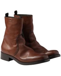 Prada - Leather Zipper Boots - Lyst