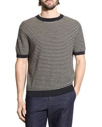 Theory - Stripe Short Sleeve Linen & Cotton Blend Crewneck Sweater - Lyst