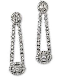 Bloomingdale's Fine Collection - Diamond Round & Baguette Halo Mosaic Drop Earrings - Lyst