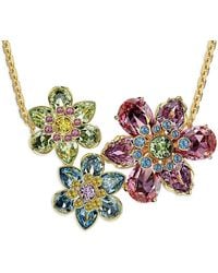 Swarovski - Idyllia Mixed Crystal Flower Trio Pendant Necklace, 16.5-19.25 - Lyst
