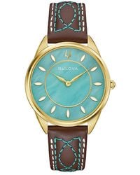 Bulova - Stetson Leather Strap Watch, 34.5Mm - Lyst