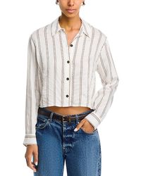 L'Agence - Cosette Crop Hi Low Shirt - Lyst