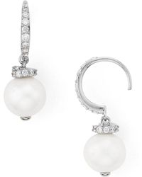 ELLE Cultured Freshwater Pearl Sterling Silver Huggie Hoop Earrings