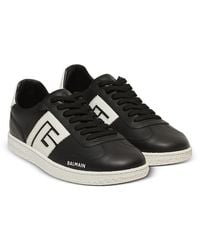 Balmain - Swan Low Top Calfskin Sneakers - Lyst