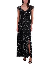 Eliza J - V Neck Flutter Sleeve Ruffle Dress - Lyst