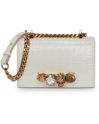 McQueen - Mini Jewelled Croc Embossed Leather Shoulder Bag - Lyst