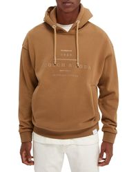 Scotch & Soda Embroidered Logo Hoodie - Brown