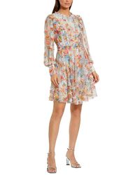 Mac Duggal Floral Beaded Mesh Shawl Mini Dress | Lyst