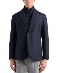 Emporio Armani - Travel Essentials Blazer With Detachable Padded Dickie Jacket - Lyst