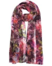 Echo - Hazy Floral Crinkle Silk Wrap Scarf - Lyst