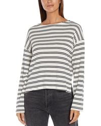 Three Dots - Rumi Striped Boat Neck Top - Lyst