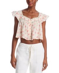 Aqua - Flutter Cropped Top - Lyst
