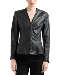 Emporio Armani - Nappa Leather Slim Fit Jacket - Lyst