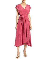 Santorelli - Talia Cap Sleeve Midi Dress Silk Crepe De Chine - Lyst