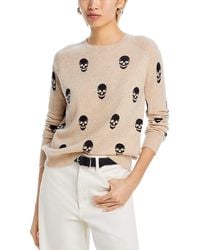 Aqua - 100% Cashmere Skull Print Crewneck Sweater - Lyst