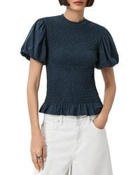 AllSaints - Dael Peplum Puff Sleeve Top - Lyst