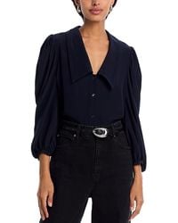FRAME - The Silk Long Sleeve Sailor Blouse - Lyst