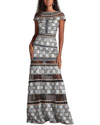 Tadashi Shoji - Jovie Sequin Embroidered Illusion Gown - Lyst