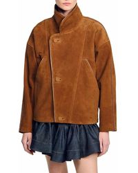 Sandro - Oversized Suede Jacket - Lyst