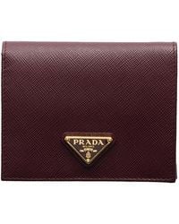 Prada - Small Saffiano Leather Wallet - Lyst