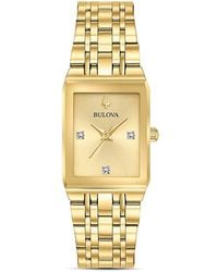 Bulova - Futuro Diamond-accent Gold-tone Stainless Steel Bracelet Watch 20.5x31.5mm - Lyst