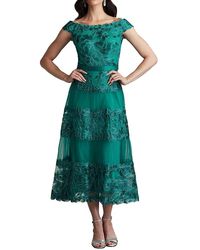 Tadashi Shoji - Adriane Floral Embroidered Tea-length Dress - Lyst