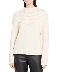 Theory - Cable Yoke Wool Cashmere Sweater - Lyst
