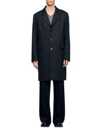Sandro - New Heather Wool Blend Broadcloth Coat - Lyst