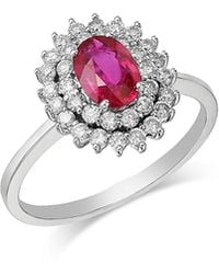 Bloomingdale's Fine Collection - Ruby & Diamond Halo Ring - Lyst