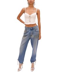 Area - Crystal Knot Tie Hem Jeans - Lyst