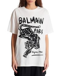 Balmain - Short-Sleeved T-Shirt With Leopard Print - Lyst