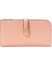 Kate Spade - Deco Pebbled Leather Zip Slim Wallet - Lyst