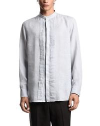 Emporio Armani - Garment Dyed Linen Guru Collar Regular Fit Button Down Shirt - Lyst