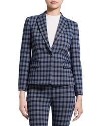 Theory - Check Print Single Button Blazer - Lyst