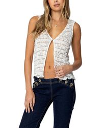 Edikted - Evolet Sheer Lace Split Front Top - Lyst