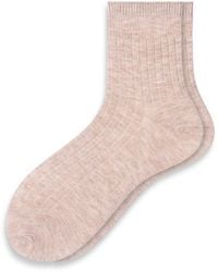 Hue - Ribbed Cropped Crew Socks - Lyst