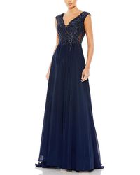 Mac Duggal - Appliqued Cap Sleeve Bodice Flowy Gown - Lyst