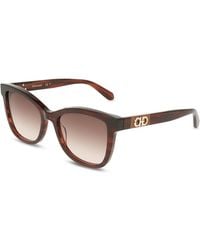 Ferragamo - Color Block Temple Rectangular Sunglasses, 54Mm - Lyst