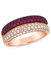Bloomingdale's Fine Collection - Ruby & Diamond Double Row Ring - Lyst
