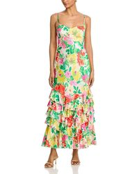 Aqua - Floral Ruffle Maxi Dress - Lyst