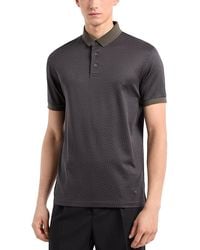 Emporio Armani - Cotton Jersey Hexagon Jacquard Regular Fit Polo Shirt - Lyst